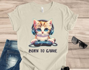Cute Gamer Cat Tshirt, Kawaii Cat Gamer Shirt, Girl Game Shirt, Kids Game Shirt