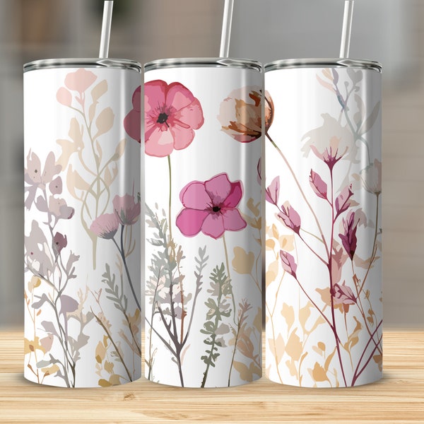 Floral Tumbler, Watercolor Flowers, Botanical Travel Mug, Gift for Her, Eco-Friendly Design, Spring Blossoms