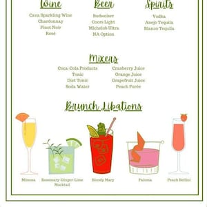 CUSTOM Wedding Drink Menu
