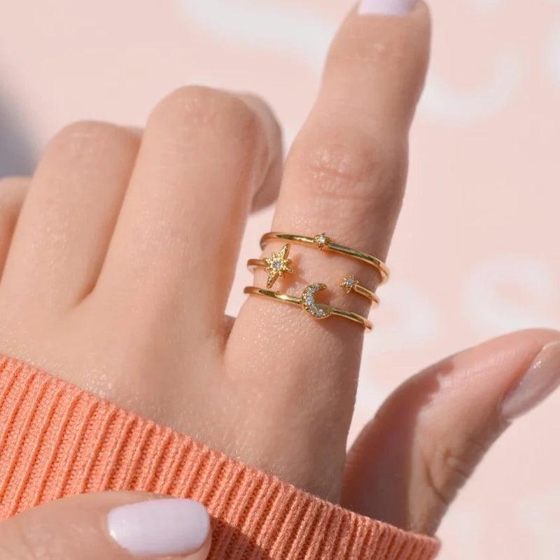 Moon and Star Ring - Etsy Moon and Star Ring - Etsy