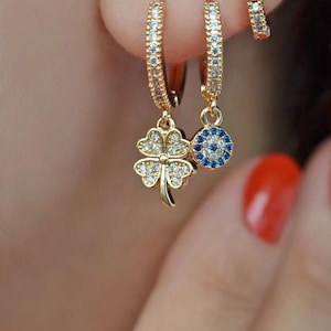 Clover Earrings Dangle Earrings Drop Earrings Earring Set 3 Of Set Triple Set Triple Earring Set Gold