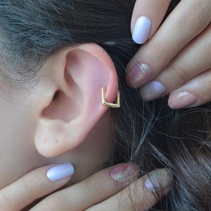 Mini Thin Square Earrings, Helix Earrings, Helix Piercing Ring Tragus Piercing and Cartilage Gold Silver Gift For Her