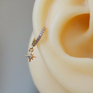 Polar Star Earring Star Earring Ring Earring Dangle Earrings Tragus Piercing Helix Cartilage Earrings Gold Silver Gift For Her