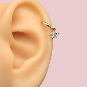 Mini Blume Ohrring Baumeln Ohrringe, Creolen, Helix Piercing Ohrringe Mini Ohrringe Gold