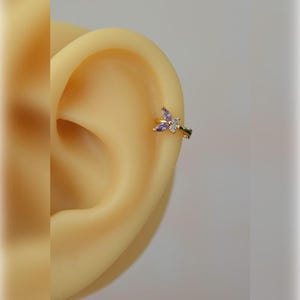 Blu, Rosa; Viola, Orecchini a farfalla, Gioielli a farfalla, Piercing ad anello, Piercing al trago, Orecchini a cartilagine Orecchini a elica Regalo per lei