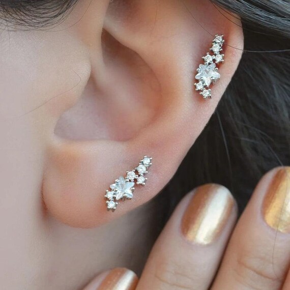 Star Piercing for Tragus Helix and Cartilage in Silver Colour Etsy Canada