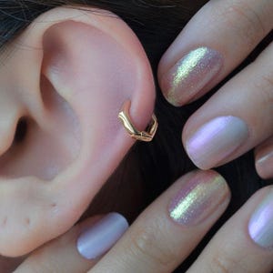 Pentagonal Earrings Oval Ring Earrings, Piercing for Tragus, Helix, and Cartilage Gold Silver Gift For Her