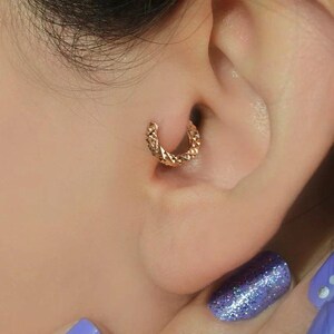 6 mm Mini Tragus Piercing, Mini Earring, Laser Cut Earrings, Rose Gold Model Ring, Hoop Earrings, Tragus Helix Cartilage Piercing
