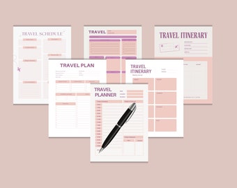 Editable Travel Planner, Travel Planner, Digital Planner for Travel, Travel Organizer, Travel Budget, Travel Itinerary, Packing List Plan.
