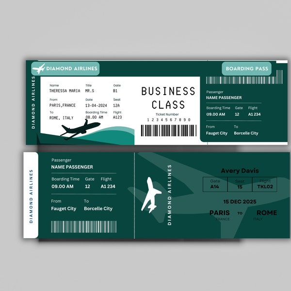 Airplane Ticket Etsy