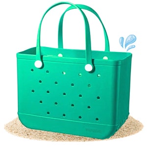 Beach Bag Rubber Tote Bag for Women Waterproof Sandproof Pool Bag Sports Bag Boat Bag or to take Shopping Green Green
