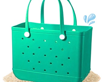 Beach Bag Rubber Tote Bag for Women Waterproof Sandproof Pool Bag Sports Bag Boat Bag or to take Shopping - Green