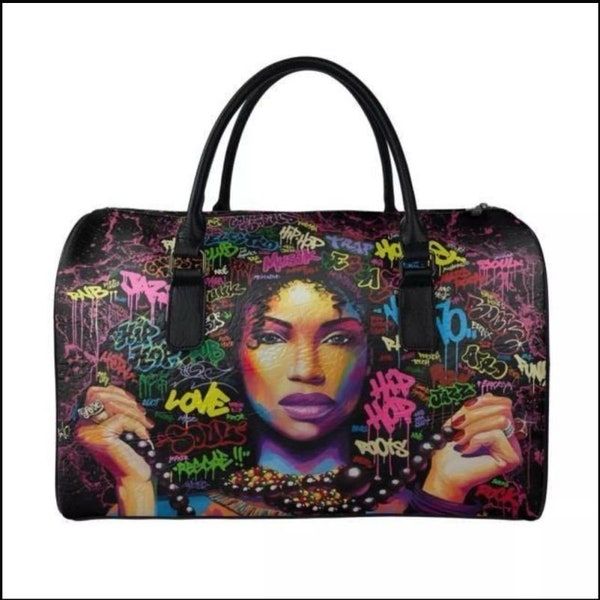 Graffiti Luggage Art, Beautiful Queen Print Travel Purse Duffle Bag, Eccentric Duffle Bag, Eccentric Travel Bag