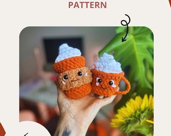 Pumpkin Spice Latte 2-1 Crochet Pattern PDF Only. Cute Amigurimi, Autumn, Fall, Cozy.