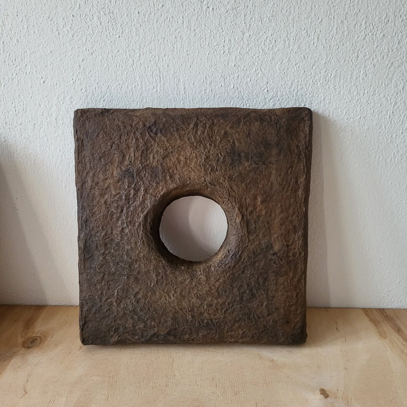 Image showcasing Abstract Art Brown Tones Canvas,wabi Sabi,japandi Minimalist Paper Clay ...