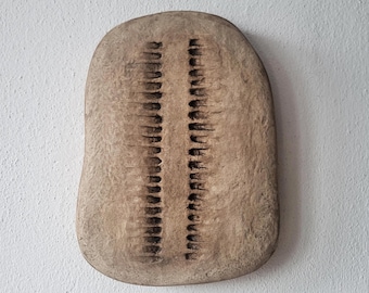 Structural Rustic Fine Art | Wabi Sabi Look | Handmade Paper Mâché Wall Art | Organic Abstract Art Beige