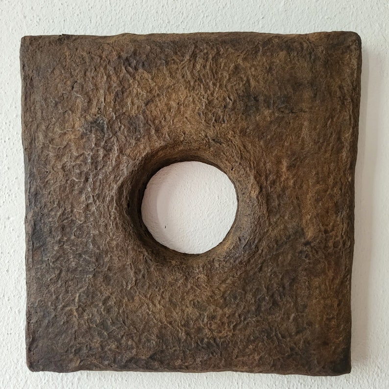Image showcasing Abstract Art Brown Tones Canvas,wabi Sabi,japandi Minimalist Paper Clay ...