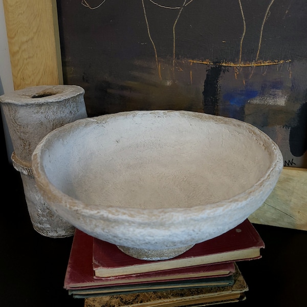 Handmade Paper Mache Bowl, Handmade, Wabi Sabi Style, Eco-Friendly Decor.