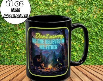 Sasquatch & Alien Camping Mug: Cryptid Lover Coffee Cup