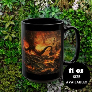 Kraken Ship Attack Mug Coffee Mug, Sea Monster Coffee Cup, Gift for Boyfriend, Monster Gift For Him, Sea Creature Mug, Giant Octopus Gift