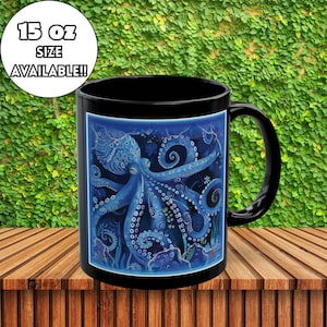 Tazza da caffè polpo blu, tazza di polpo, regalo per gli amanti del polpo, tazza da caffè nautica, regalo per la festa del papà, tazza di caffè in ceramica di polpo