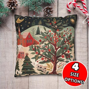 Funda de cojín con diseño de árbol de Navidad, funda de cojín con acento navideño, funda de cojín navideña de arándanos, funda de cojín nórdica, bonita decoración navideña