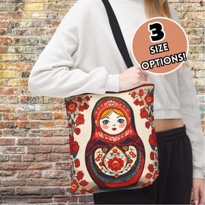 Russische Nesting Doll Einkaufstasche, wiederverwendbare Einkaufstasche, Niedliche Blue Eyed Matryoshka Einkaufstasche, Strandtasche