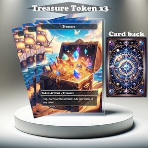 3x Token de Tesouro - Cartão Personalizado Proxy MTG, Arte Completa EDH