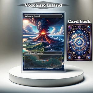 Isla volcánica: tarjeta personalizada MTG Proxy, EDH con ilustraciones completas
