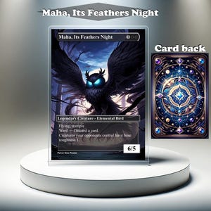Maha, su noche de plumas - Tarjeta personalizada MTG Proxy, arte completo EDH