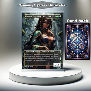 Zimone, desentrañador de misterios: carta personalizada MTG Proxy, EDH con ilustraciones completas