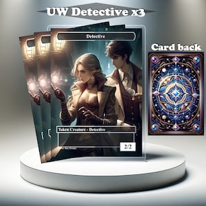 3x UW Detektiv Token - MTG Proxy Custom Karte, Full Art EDH