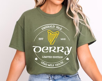 T-shirt unisex slim fit Derry Irlanda del Nord, camicia irlandese Derry, camicia Londonderry, camicia Irlanda del Nord, regali Derry Irlanda del Nord