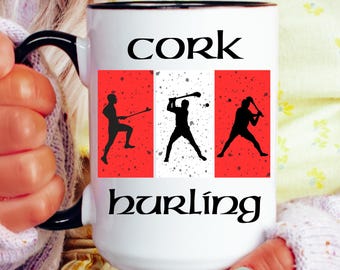 Cork Hurling Two Tone Mug 11oz 15oz Cork Hurling Mug Cork GAA Hurling Gifts Cork GAA Mug Irish Gifts Big Cork Coffee Mug GAA Coffee Mugs