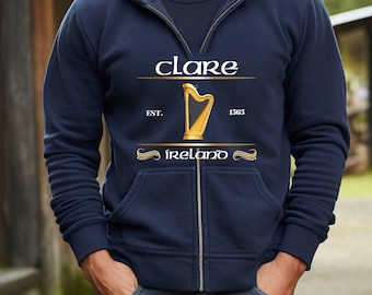 Clare Ireland Unisex Heavy Blend Zip Hooded Sweatshirt,Clare Irish Hoodie,County Clare Sweatshirt, County Clare Hoodie,St Paddys Day Hoodie