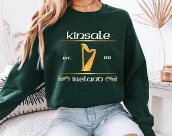 Sudadera unisex de cuello redondo de mezcla gruesa de Kinsale Irlanda, sudadera irlandesa de Kinsale, regalo de Navidad irlandés de Kinsale, suéter de Cork Irlanda, regalos de Cork