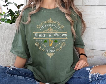 Harp & Crown Irish Pub Unisex Oversized Shirt,Irish Pub Shirt,Harp and Crown Pub Tee,Oversized Irish Shirt,Ireland Pub Shirt,Irish Bar Shirt