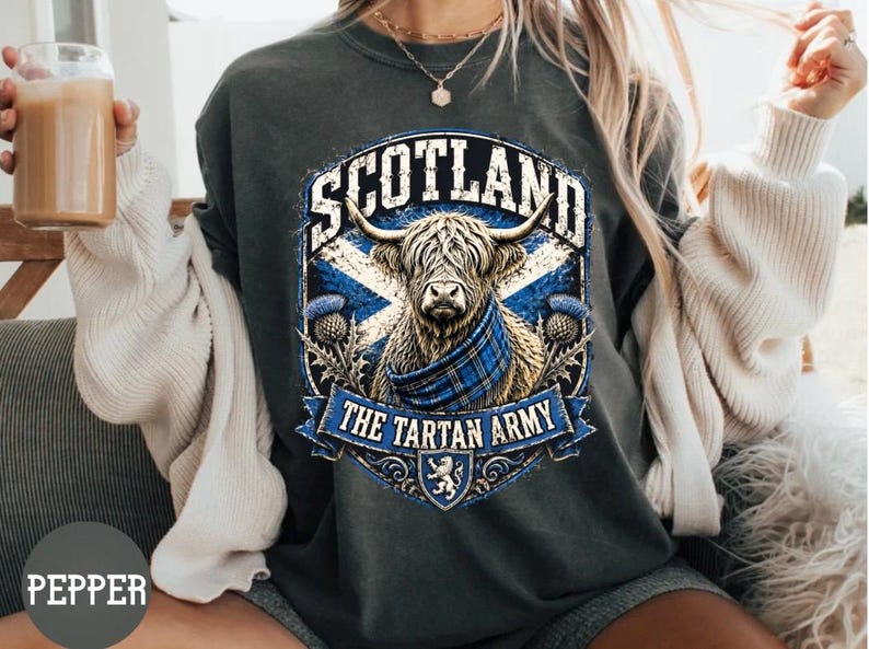 Scotland Tartan Army Oversized Unisex T-shirt,Scotland Shirt,Scottish Soccer Shirts,Tartan Army Gifts,Scottish Gifts,Scotland Football Shirt image 1