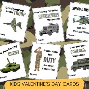 Verkaufsschlager! Druckbare Armee Valentinstag Karten, Kinder Soldaten Valentinstag Karten, Militär Klassenzimmer Valentinstag Karten