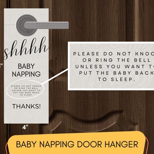 Printable Baby Napping Door Hanger, Funny Do Not Disturb Baby Sleeping Door Hanger, Instant Download Door Hanger