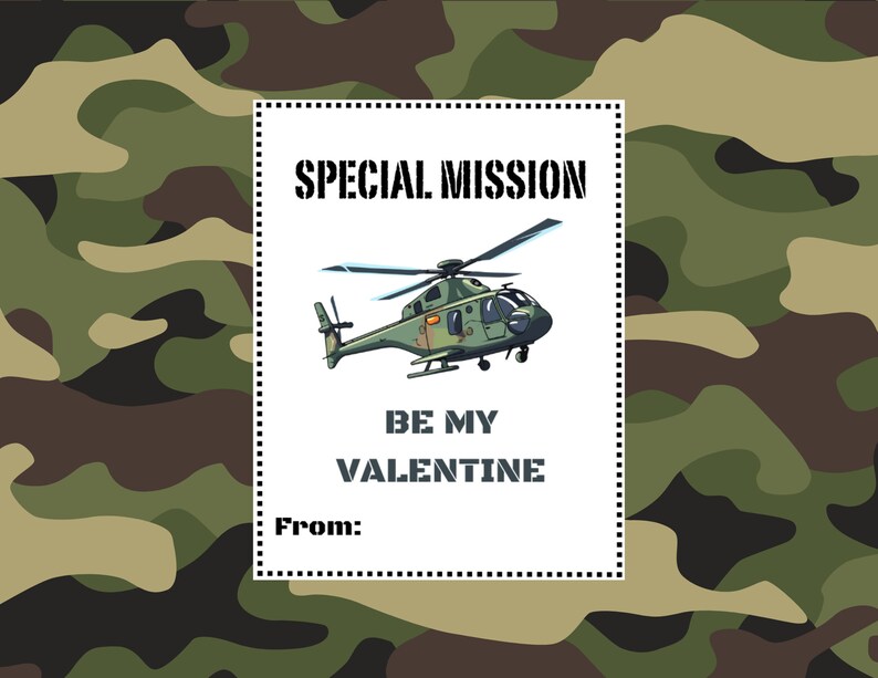 Printable Army Valentines Day Cards, Kids Soldier Valentines Day Cards ...