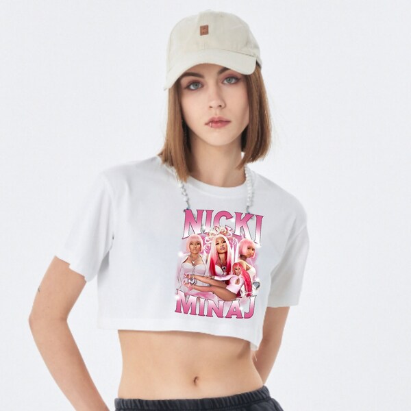 Nicki Minaj Crop Top Shirt Nicki Rapper Singer Minaj Band  Shirt Cotton Graphic Short Sleeve Clothing Rapper Shirt Womens Nicki Minaj Merch