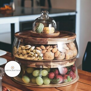 Round Glass Jar + Acacia Wood Lid Glass Storage Jars Kitchen Food Storage Glass Pantry Jars Food Storage Jar Eco Friendly Storage