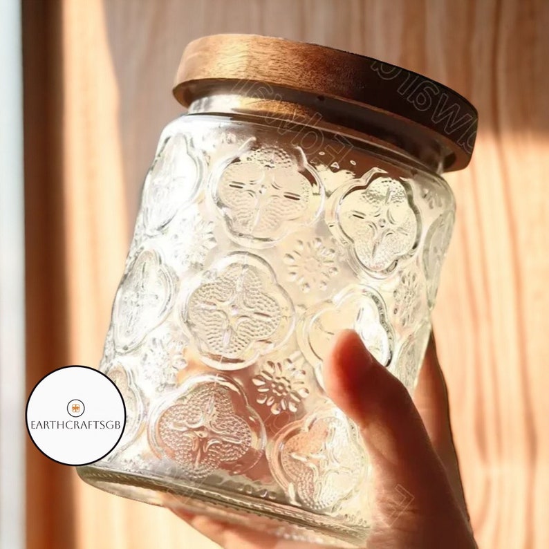 Nordic Round Glass Jar with Wood Lid Eco Friendly Refillable Kitchen Storage Pantry Jars Food Storage Kitchen Spaghetti Pasta Rice Jars image 1
