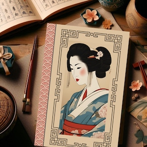Geisha hardcover dagboek: notitieboek met Japans thema, 150 gelinieerde pagina&#39;s