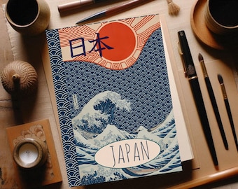 Japans notitieboek met harde kaft, traditioneel gegolfd ontwerp, 115 pagina's