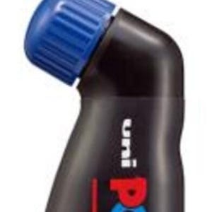 May include: Black POSCA MOP'R marker with a blue cap. The marker has the word "POSCA" in colorful letters and "MOP'R" printed on the side. The marker is a unique shape.