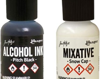 Ranger Metallic Mixatives Pitch Black & Snow Cap 2 Pack TIM34049