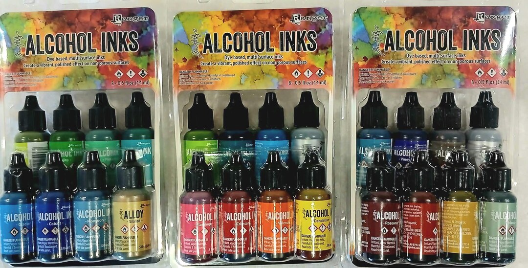 Ranger Alcohol Inks Permanent Dye Based Lot of 3 (8 Packs) 24 Colors - Etsy