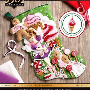 Bucilla Christmas Felt Stocking Applique Kit 18&quot; Long Sugarland Fairy 86714